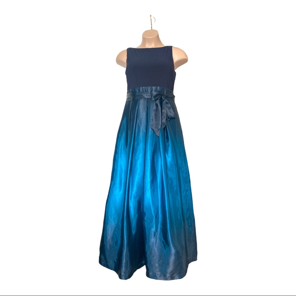 Navy Blue Satin Maxi Dress